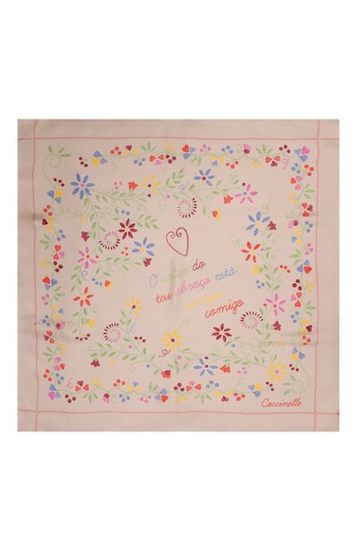 Шелковый платок COCCINELLE бежевого цвета по цене 15950 руб., арт. E7SJV380101, фото 3 Шелковый платок COCCINELLE, арт. E7SJV380101, фото 3