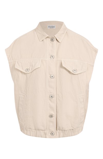 Женский жилет из хлопка и льна BRUNELLO CUCINELLI, арт. ML996FX706