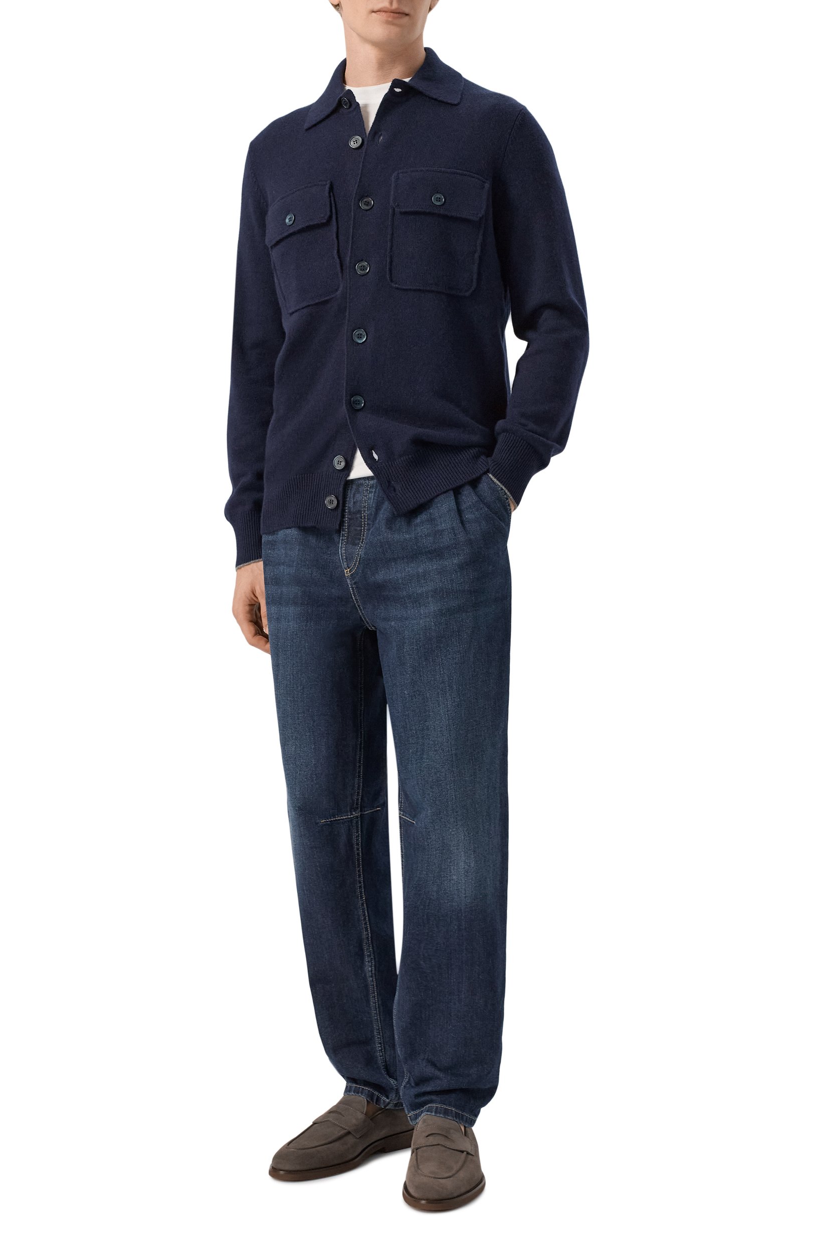 Джинсы iconic fit BRUNELLO CUCINELLI темно-синего цвета по цене 129500 руб., арт. M283PK2510, фото 2 Джинсы iconic fit BRUNELLO CUCINELLI, арт. M283PK2510, фото 2