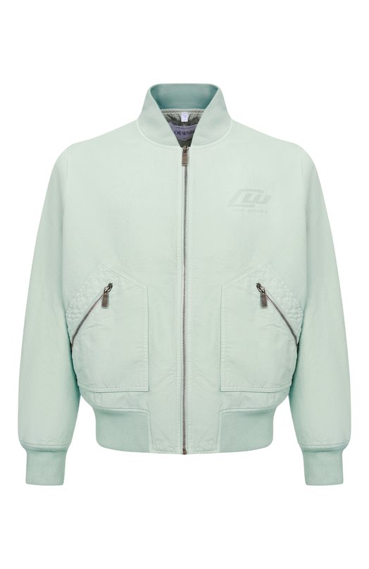 Хлопковый бомбер Off-White 0MEH050S26FAB001 Зелёный 0MEH050S26FAB001