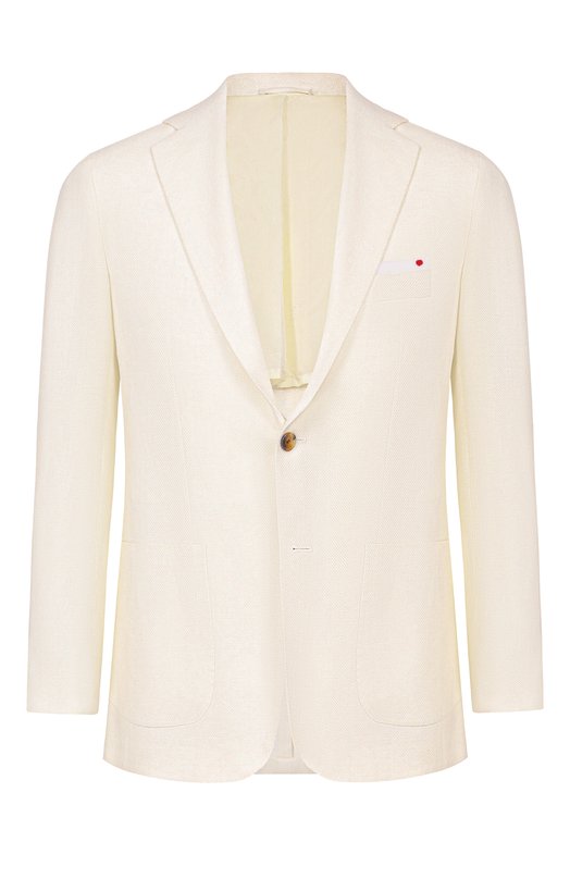 Пиджак изо льна и шелка Kiton UG81K0631G Кремовый UG81K0631G