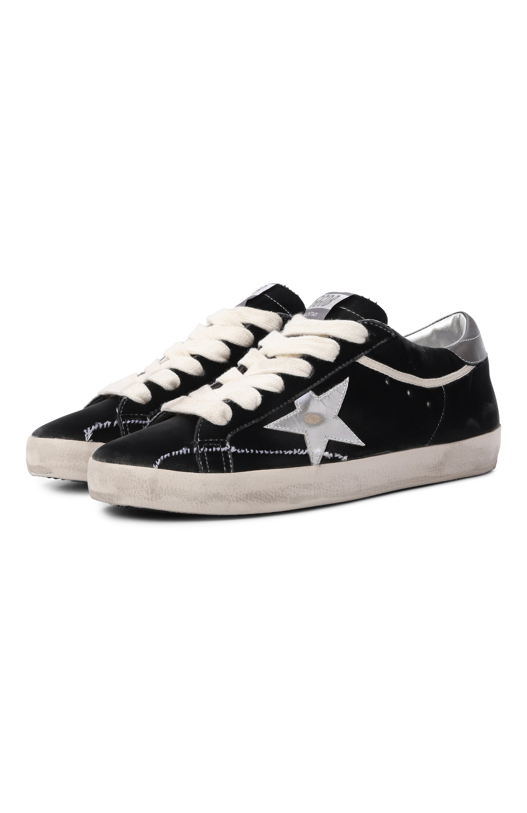 Комбинированные кеды super-star GOLDEN GOOSE DELUXE BRAND черного цвета по цене 76900 руб., арт. GWF01002.F008143, фото 1 Комбинированные кеды super-star GOLDEN GOOSE DELUXE BRAND, арт. GWF01002.F008143, фото 1
