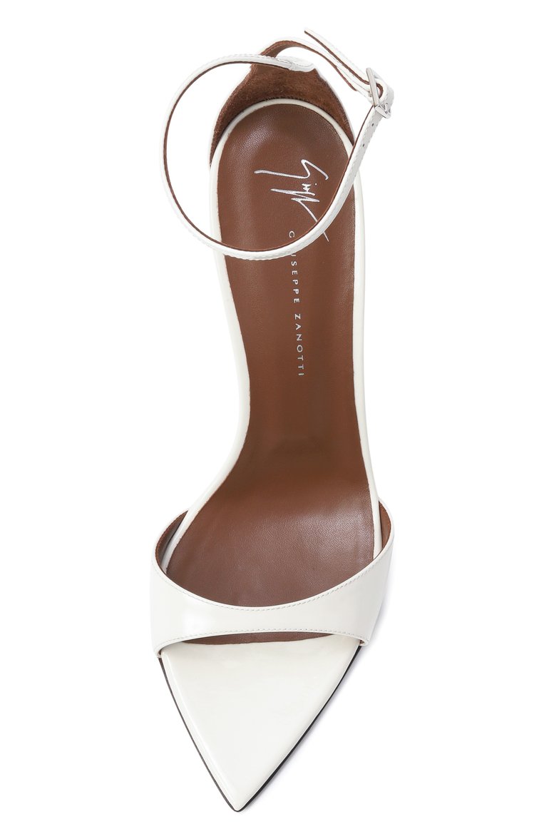Женские кожаные босоножки intriigo strap 105 GIUSEPPE ZANOTTI DESIGN белого цвета, арт. I400005 | Фото 6 (Подошва: Плоская; Материал внешний: Натуральная кожа; Материал внутренний: Натуральная кожа; Каблук высота: Высокий; Каблук тип: Шпилька; Автоматизация ТО: Проставлено; Автоматизация состава: Проставлено)