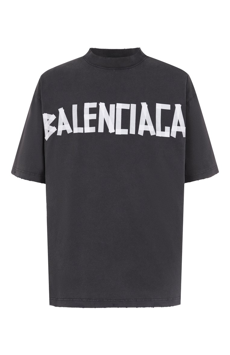 Мужская хлопковая футболка BALENCIAGA темно-серого цвета, арт. 764235/TRVK1 | Фото 1 (Материал внешний: Хлопок; Рукава: Короткие; Длина (для топов): Стандартные; Принт: С принтом; Мужское Кросс-КТ: Футболка-одежда; Стили: Кэжуэл; Автоматизация состава: Проставлено; Автоматизация ТО: Проставлено; Детали: Без декора)