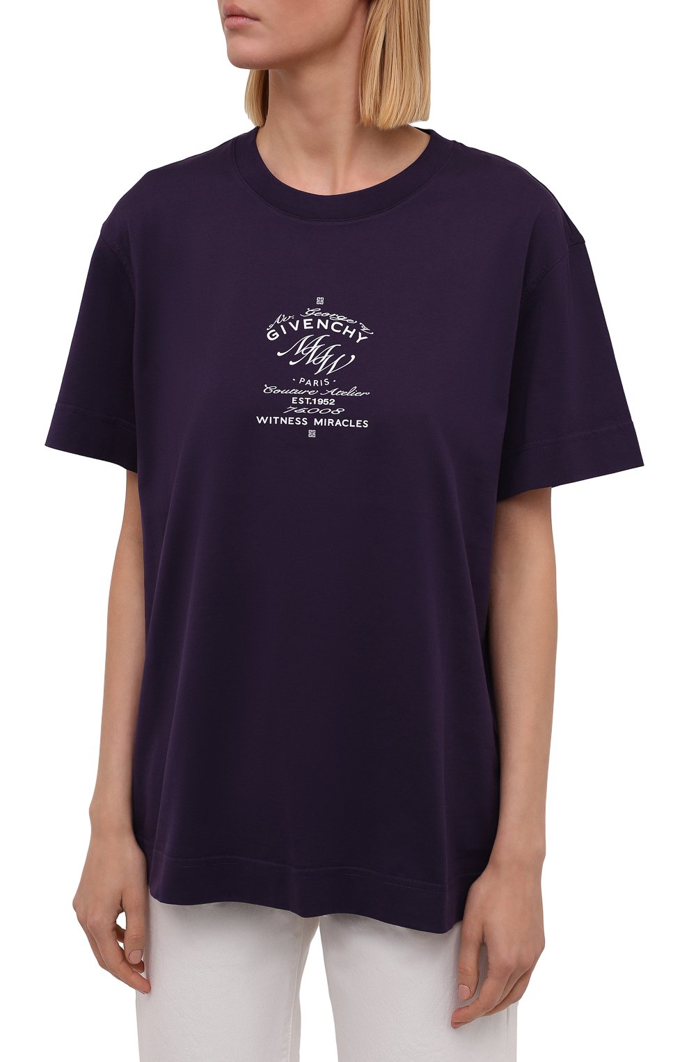 Хлопковая футболка GIVENCHY фиолетового цвета по цене 53450 руб., арт. BW707Z3Z78, фото 3 Хлопковая футболка GIVENCHY, арт. BW707Z3Z78, фото 3
