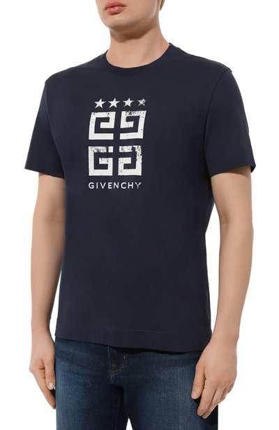 Хлопковая футболка GIVENCHY темно-синего цвета по цене 63400 руб., арт. BM716G3YEL, фото 3 Хлопковая футболка GIVENCHY, арт. BM716G3YEL, фото 3
