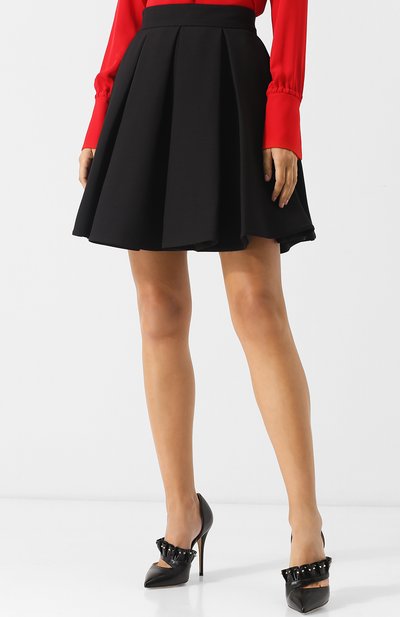 Однотонная мини-юбка из смеси шерсти и шелка VALENTINO, арт. QB3RA3W51CF, фото 3