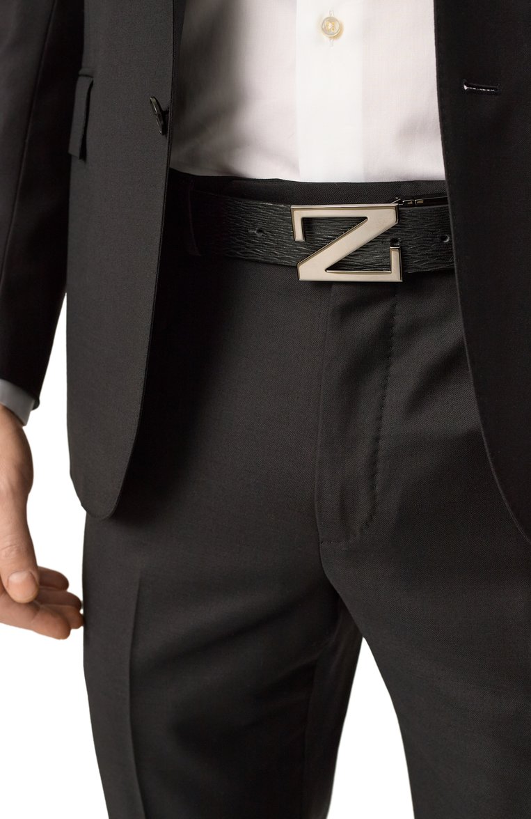 Мужской двусторонний ремень ZEGNA черного цвета, арт. B091AZ/LH0PI | Фото 2 (Нос: Не проставлено; Материал: Натуральная кожа; Случай: Повседневный)