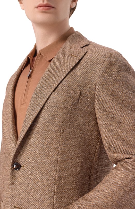 Пиджак изо льна и хлопка Andrea Campagna BIELLA/EE115U Коричневый  BIELLA/EE115U Фото 5