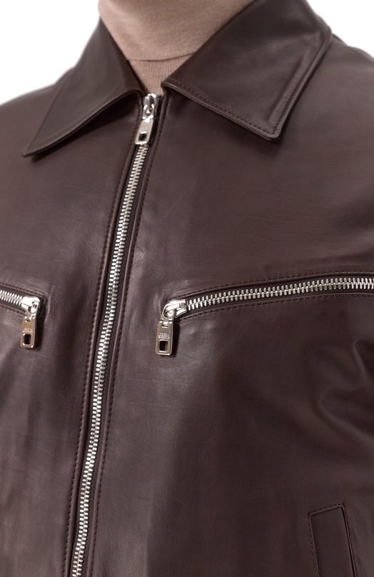 Кожаный бомбер Dolce & Gabbana G9BIJL/HULQX Коричневый  G9BIJL/HULQX Фото 5