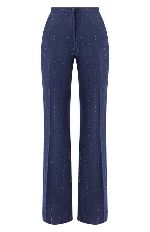 Брюки изо льна и шерсти Kiton D60102K0940G02 Синий D60102K0940G02