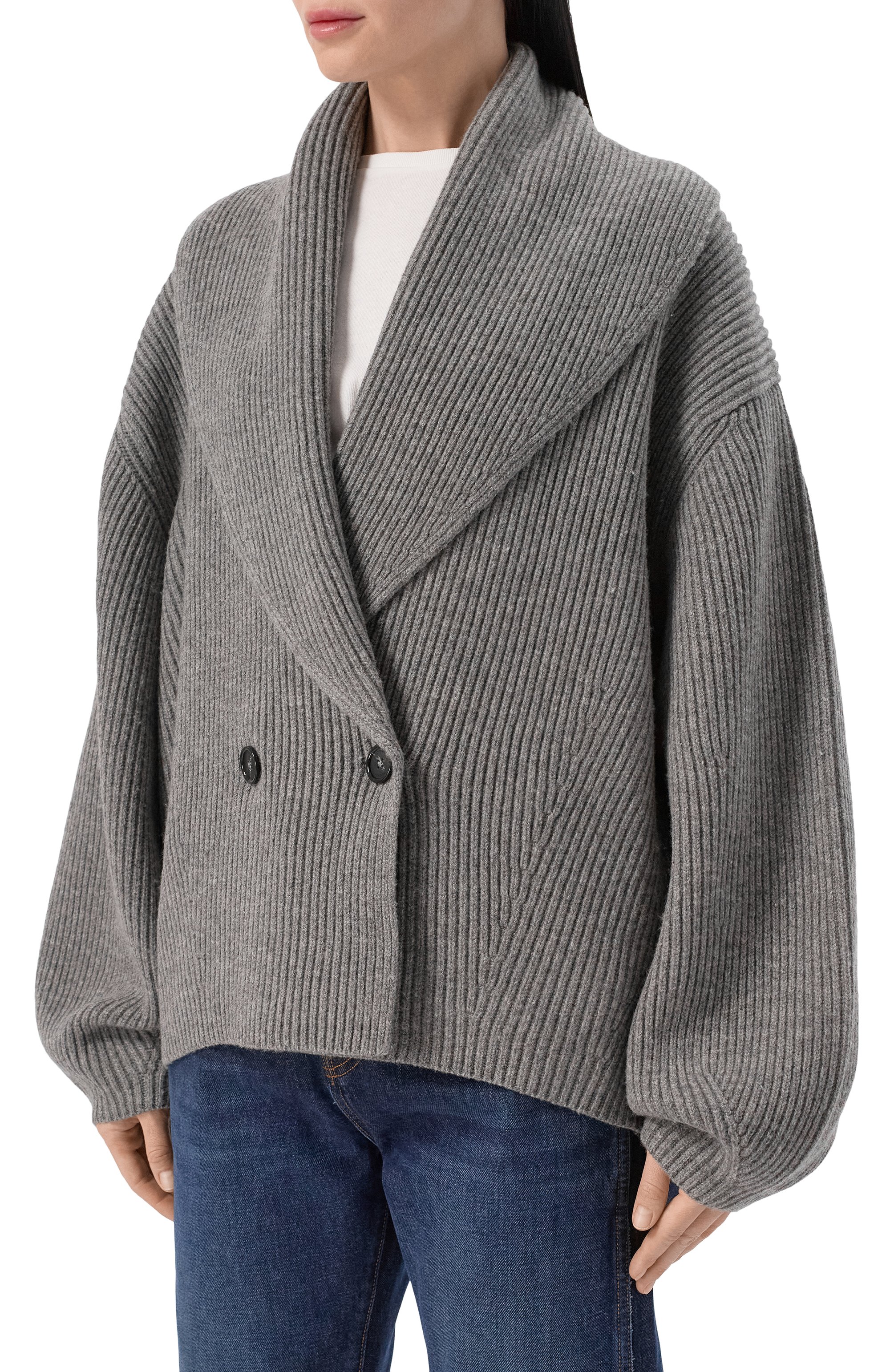 Шерстяной кардиган TOTEME серого цвета по цене 82900 руб., арт. 251-WRT4354-YA0239, фото 3 Шерстяной кардиган TOTEME, арт. 251-WRT4354-YA0239, фото 3