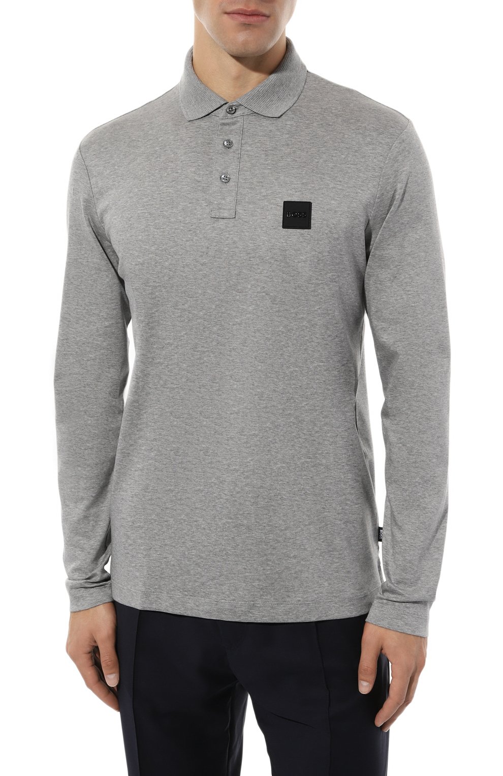 Хлопковое поло BOSS серого цвета по цене 18600 руб., арт. 50485162, фото 3 Хлопковое поло BOSS, арт. 50485162, фото 3