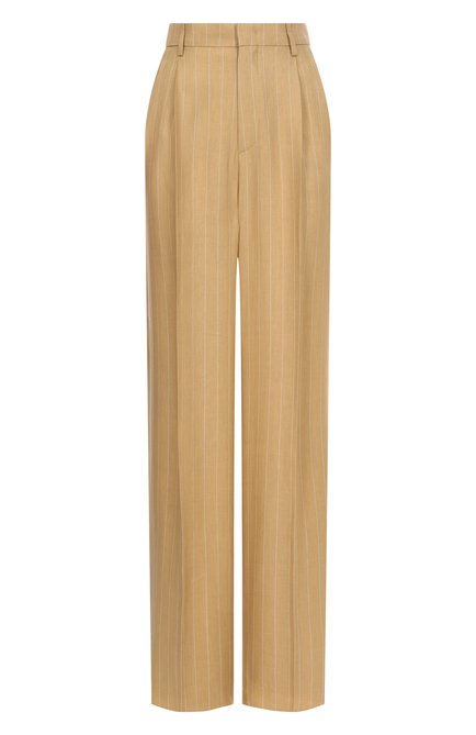 Женские льняные брюки TAGLIATORE 0205 бежевого цвета, арт. P-EB0NY/340252 | Фото 1 (Драгоценные камни: Проставлено; Материал сплава: Проставлено; Длина (брюки, джинсы): Удлиненные; Материал внешний: Лен)