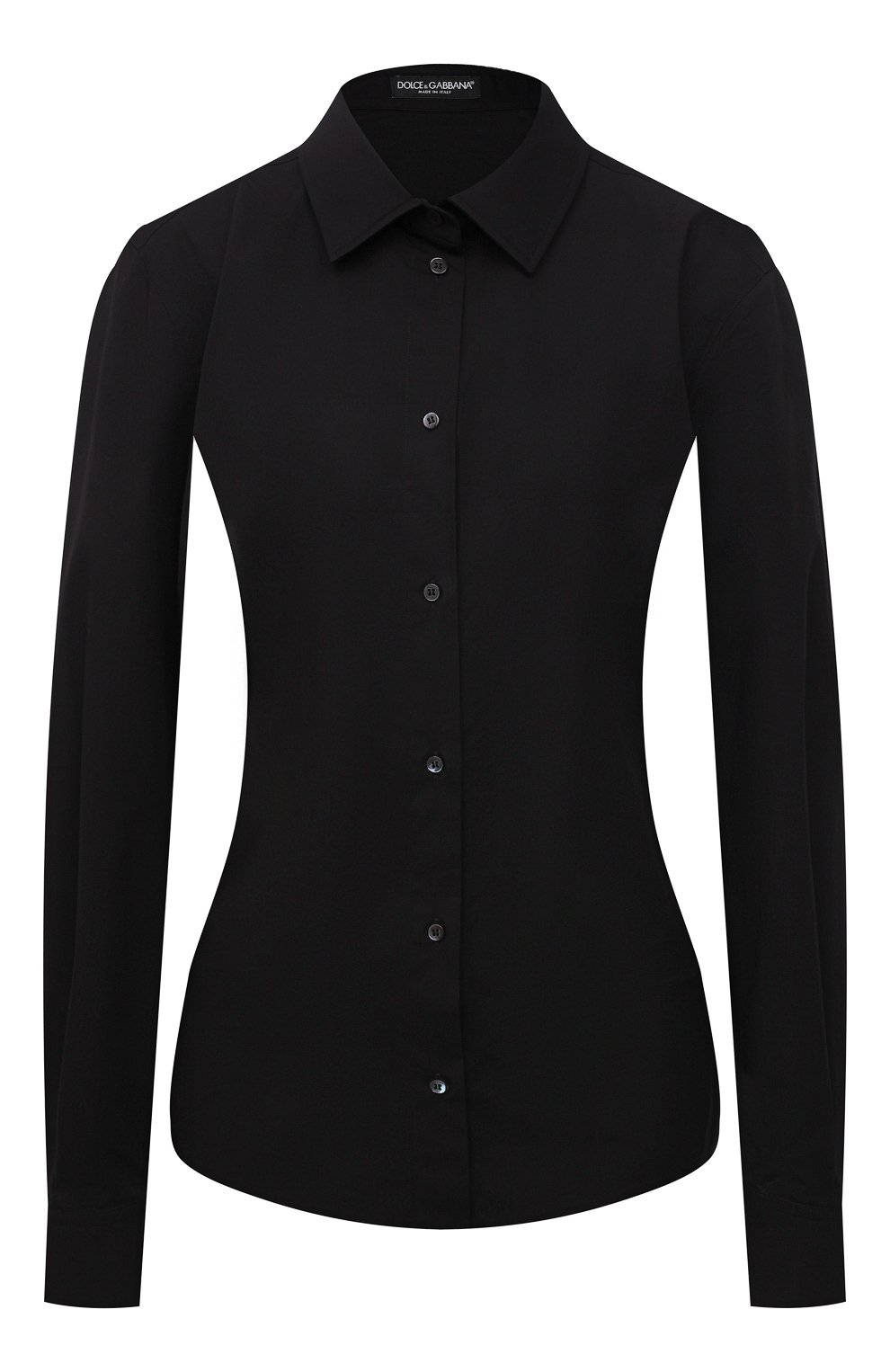Хлопковая рубашка DOLCE & GABBANA черного цвета по цене 52150 руб., арт. F5G19T/FUEAJ, фото 1 Хлопковая рубашка DOLCE & GABBANA, арт. F5G19T/FUEAJ, фото 1