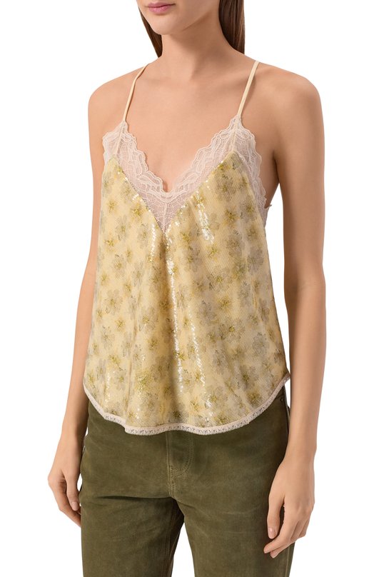 Топ с отделкой пайетками Zadig and Voltaire WWCR01323 Кремовый  WWCR01323 Фото 3