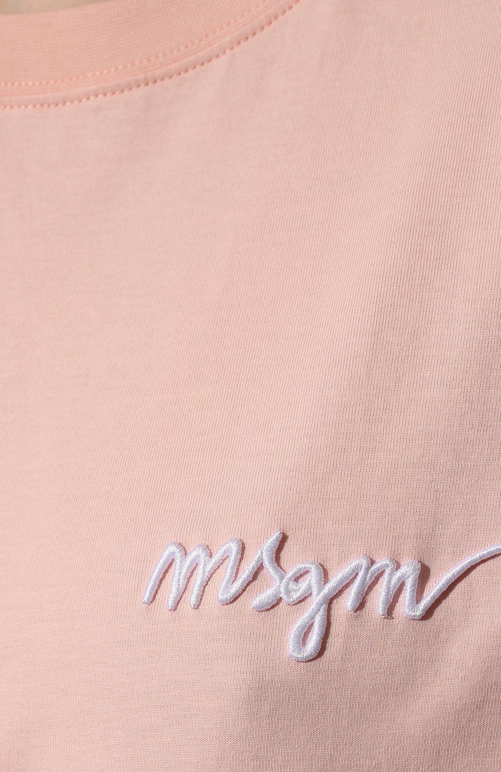 Хлопковая футболка MSGM розового цвета по цене 12800 руб., арт. 3241MDM540 227298, фото 5 Хлопковая футболка MSGM, арт. 3241MDM540 227298, фото 5