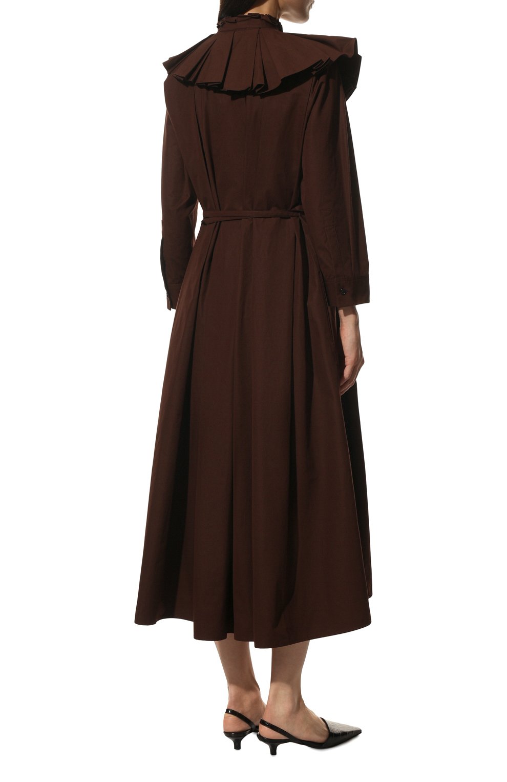 Хлопковое платье JIL SANDER темно-коричневого цвета по цене 157000 руб., арт. JSPT502905-WT244200, фото 4 Хлопковое платье JIL SANDER, арт. JSPT502905-WT244200, фото 4