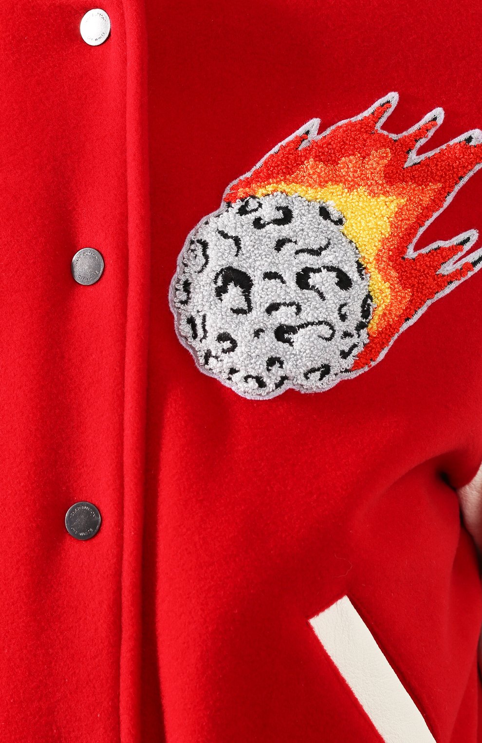 Бомбер из смеси шерсти и кожи OFF-WHITE красного цвета по цене 141000 руб., арт. 0WEA129S20FAB0012518, фото 5 Бомбер из смеси шерсти и кожи OFF-WHITE, арт. 0WEA129S20FAB0012518, фото 5