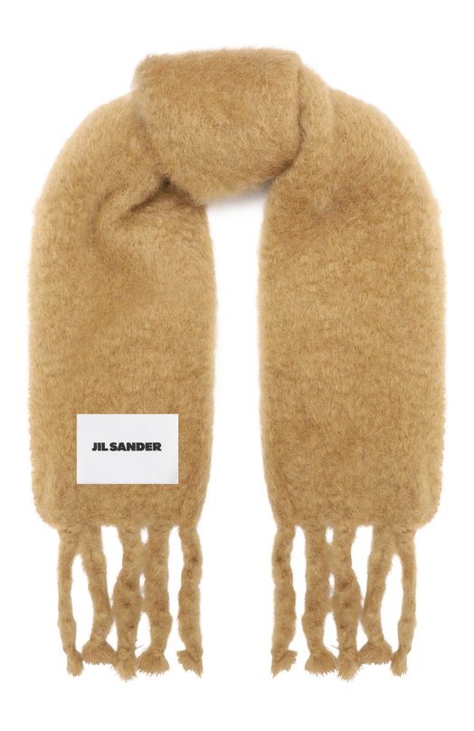 Шерстяной шарф Jil Sander J47TE0113/J40041 Бежевый J47TE0113/J40041