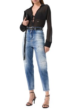 �Женские джинсы '80s DSQUARED2 синего цвета, арт. S72LB0831/S30663 | Фото 2 (Материал внешний: Хлопок, Деним; Длина (брюки, джинсы): Стандартные; Детали: Потертости; Стили: Кэжуэл; Силуэт Ж (брюки и джинсы): Узкие; Кросс-КТ: Деним)