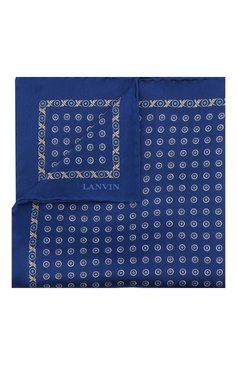 Мужской комплект из шелковых галстука и платка LANVIN синего цвета, арт. 4162/TIE SET | Фото 4 (Материал: Текстиль, Шелк; Нос: Не проставлено; Материал сплава: Проставлено)
