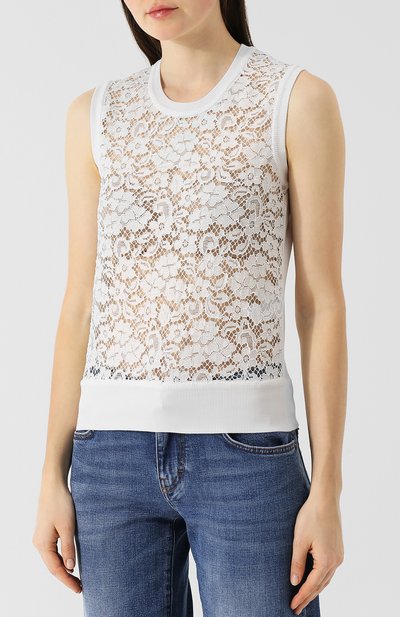 Кружевной топ из смеси шелка и хлопка DOLCE & GABBANA, арт. FX183T/JAMJN, фото 3