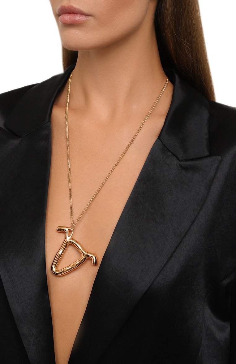 Женская подвеска на цепочке JIL SANDER золотого цвета, арт. J11UU0023 J12015 | Фото 2 (Региональные ограничения белый список (Axapta Mercury): Не проставлено; Нос: Не проставлено; Материал: Металл)