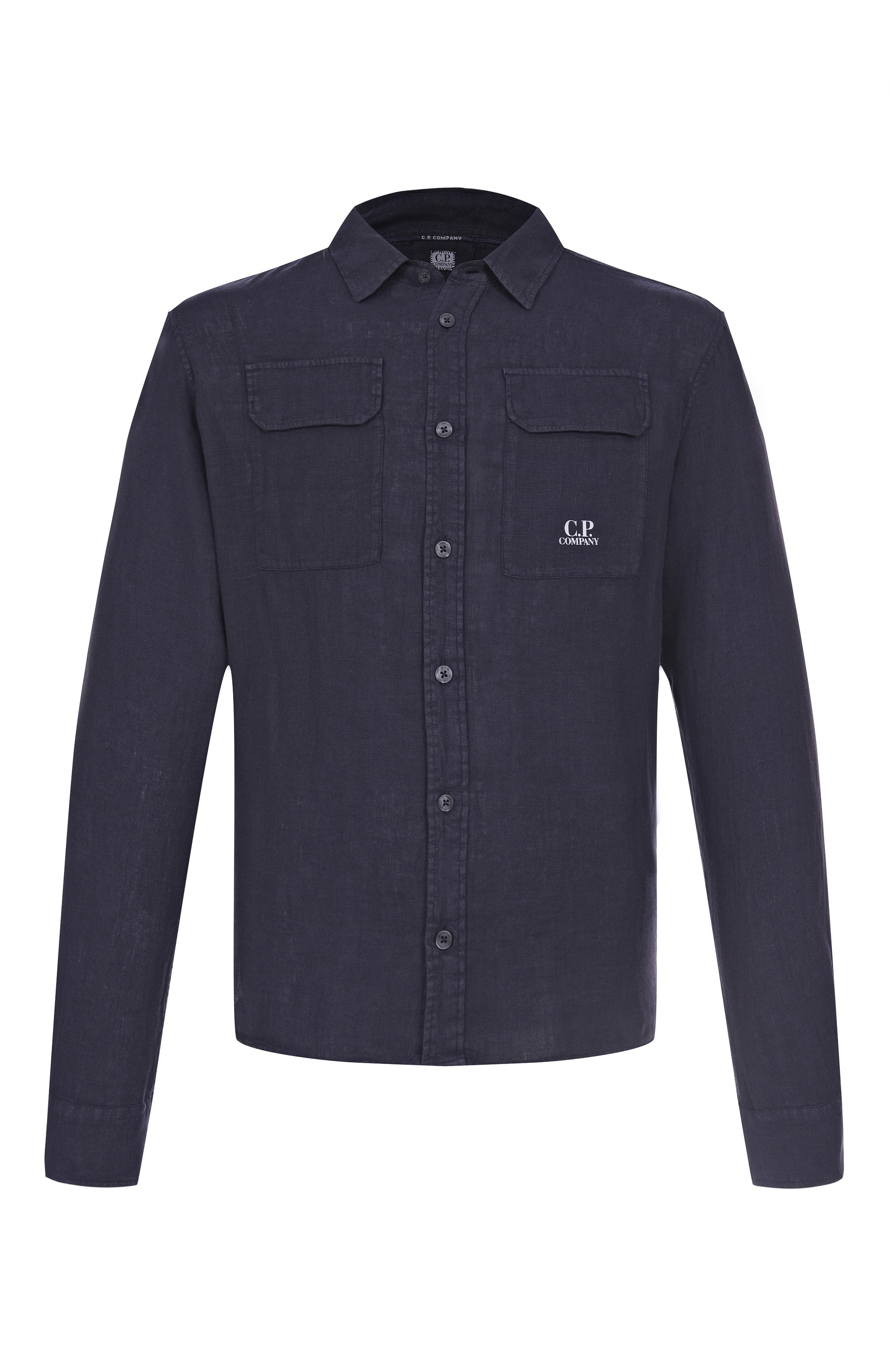 Льняная рубашка C.P. COMPANY темно-синего цвета по цене 31000 руб., арт. 18CMSH250A005415G, фото 1 Льняная рубашка C.P. COMPANY, арт. 18CMSH250A005415G, фото 1