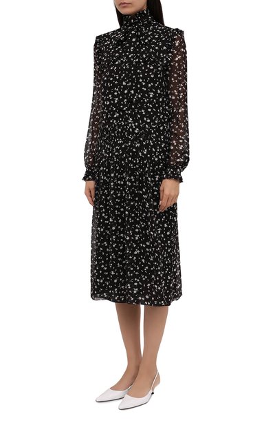 Шелковое платье SAINT LAURENT черно-белого цвета по цене 289500 руб., арт. 660924/Y5D30, фото 3 Шелковое платье SAINT LAURENT, арт. 660924/Y5D30, фото 3