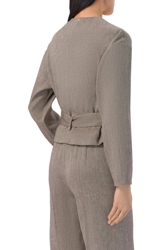 Жакет изо льна и вискозы Lorena Antoniazzi E2624GA47A/5154 Коричневый  E2624GA47A/5154 Фото 4