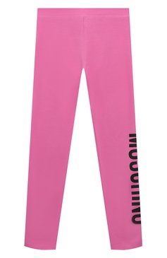 Детские хлопковые легинсы MOSCHINO фуксия цвета, арт. HAP04X/LBA11/10A-14A | Фото 1 (Материал сплава: Проставлено; Нос: Не проставлено; Материал внешний: Хлопок)