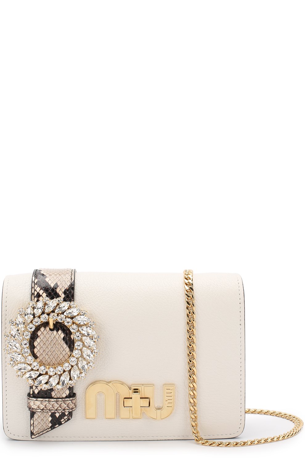 Сумка с брошью на цепочке MIU MIU, арт. 5BF068-2BPF-F0I0B-OJO, фото 4