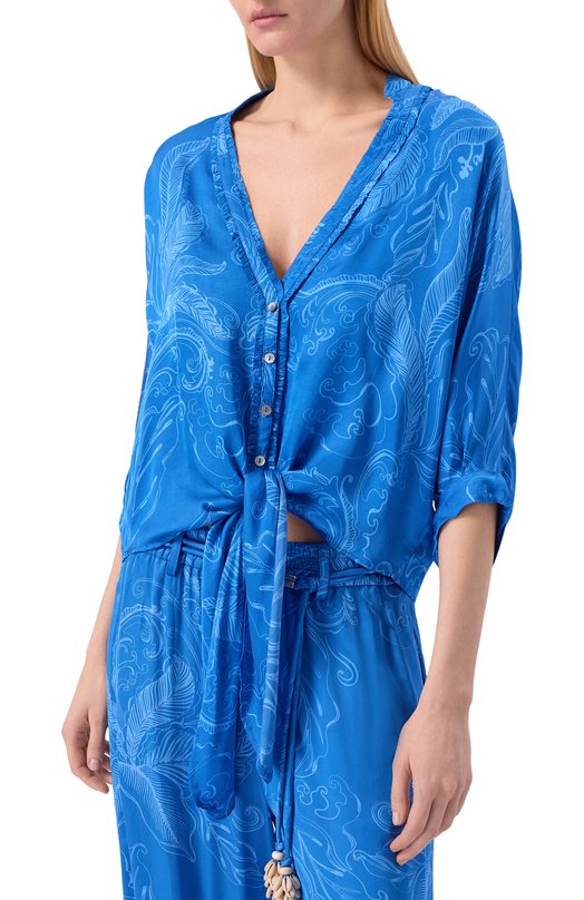 Блузка из вискозы Poupette St Barth W4IR26BVSRFU Синий  W4IR26BVSRFU Фото 3