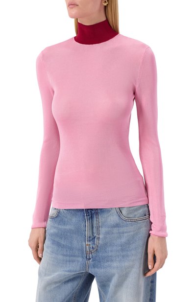 Водолазка из вискозы SELF-PORTRAIT розового цвета по цене 34850 руб., арт. PF25116TP, фото 3 Водолазка из вискозы SELF-PORTRAIT, арт. PF25116TP, фото 3