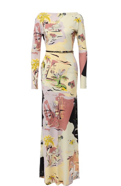 Женское платье-макси с поясом и принтом EMILIO PUCCI, арт. 8UJI30/8U724