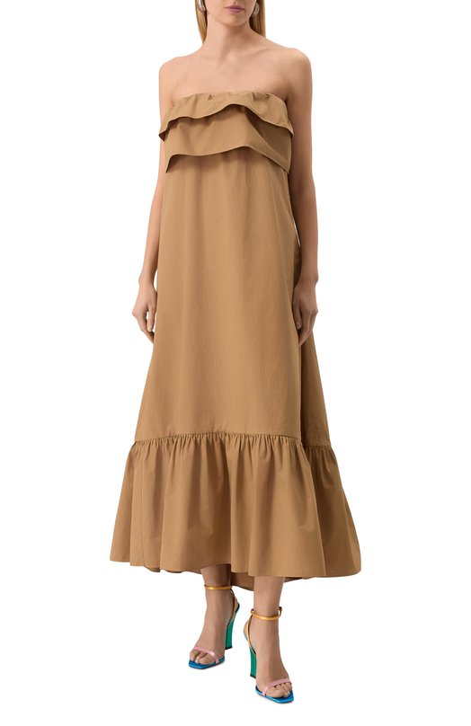 Хлопковое платье Saint Laurent 818380/YZ9AN Бежевый  818380/YZ9AN Фото 3