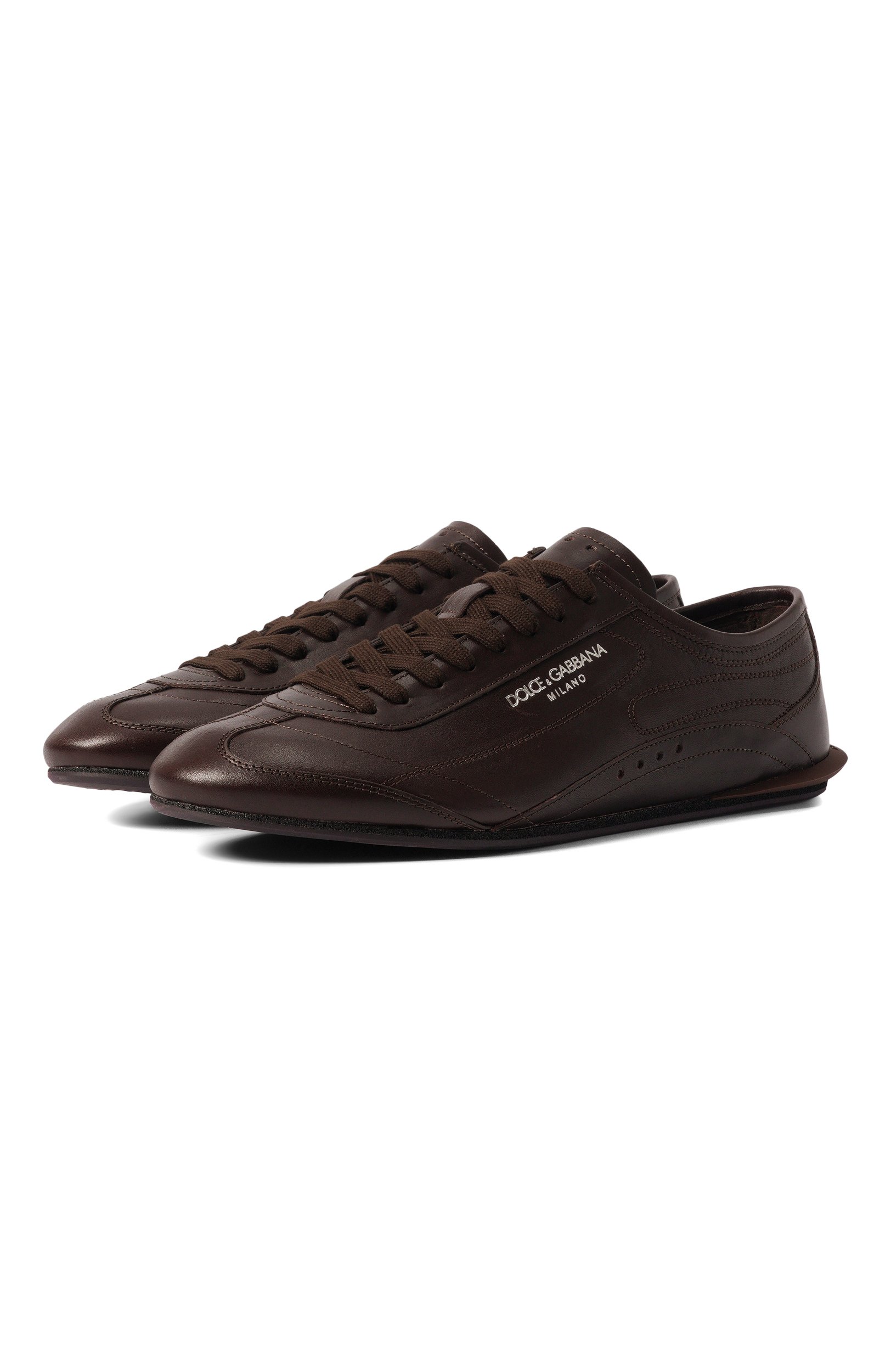 Кожаные кеды lipari DOLCE & GABBANA темно-коричневого цвета по цене 89250 руб., арт. CS2473/A0374, фото 1 Кожаные кеды lipari DOLCE & GABBANA, арт. CS2473/A0374, фото 1
