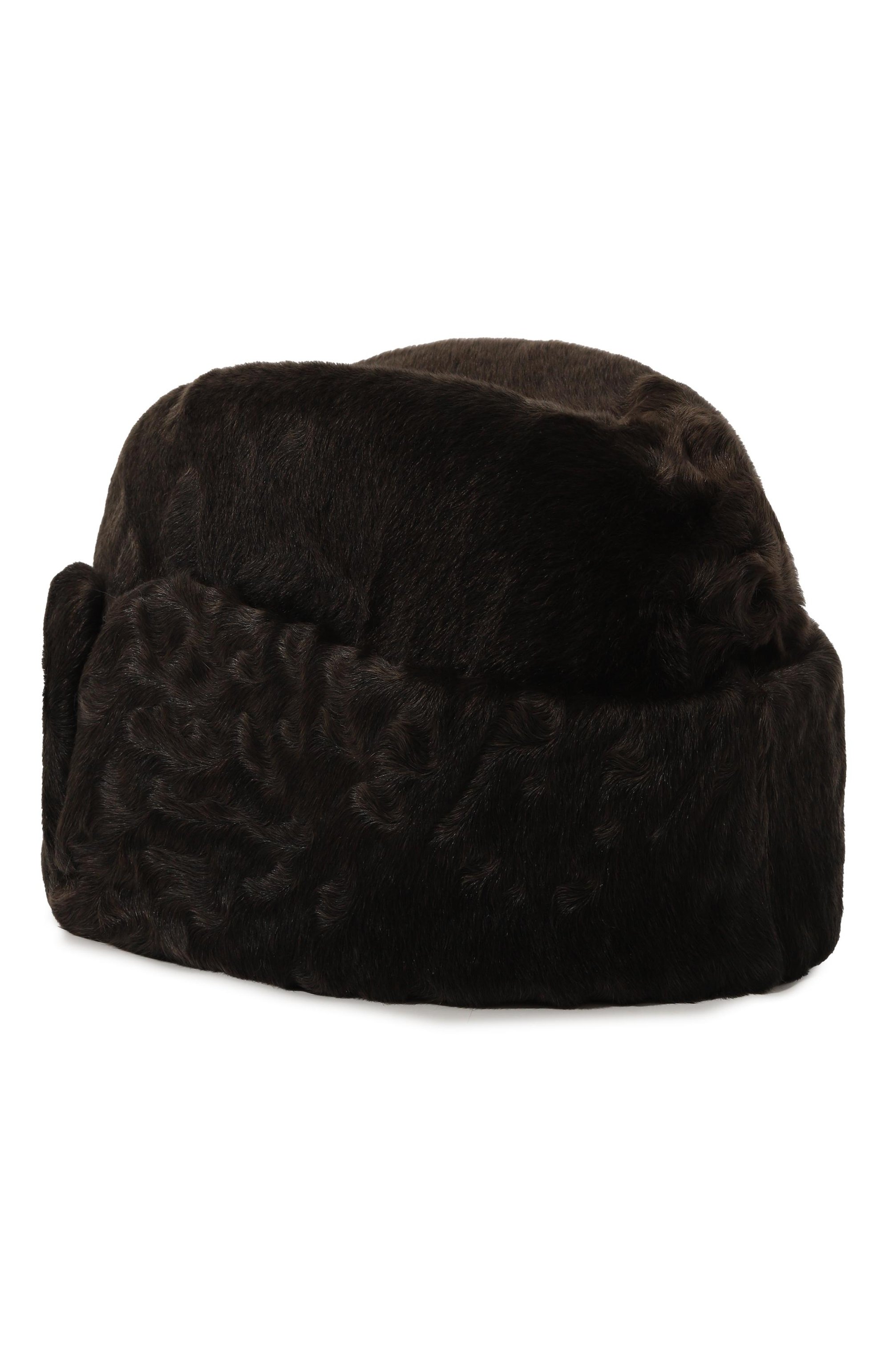 Пилотка из каракульчи VICTORIA KUSENKOVA темно-коричневого цвета по цене 101200 руб., арт. 427100003136, фото 2 Пилотка из каракульчи VICTORIA KUSENKOVA, арт. 427100003136, фото 2