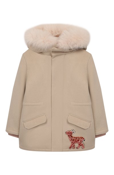 Шерстяная парка с меховой отделкой YVES SALOMON ENFANT, арт. 20WEM006XXCD01/4-6, фото 1