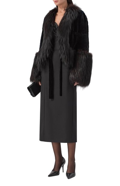 Женская шуба из кролика с отделкой из лисы GIORGIO ARMANI, арт. 02/101963/61271