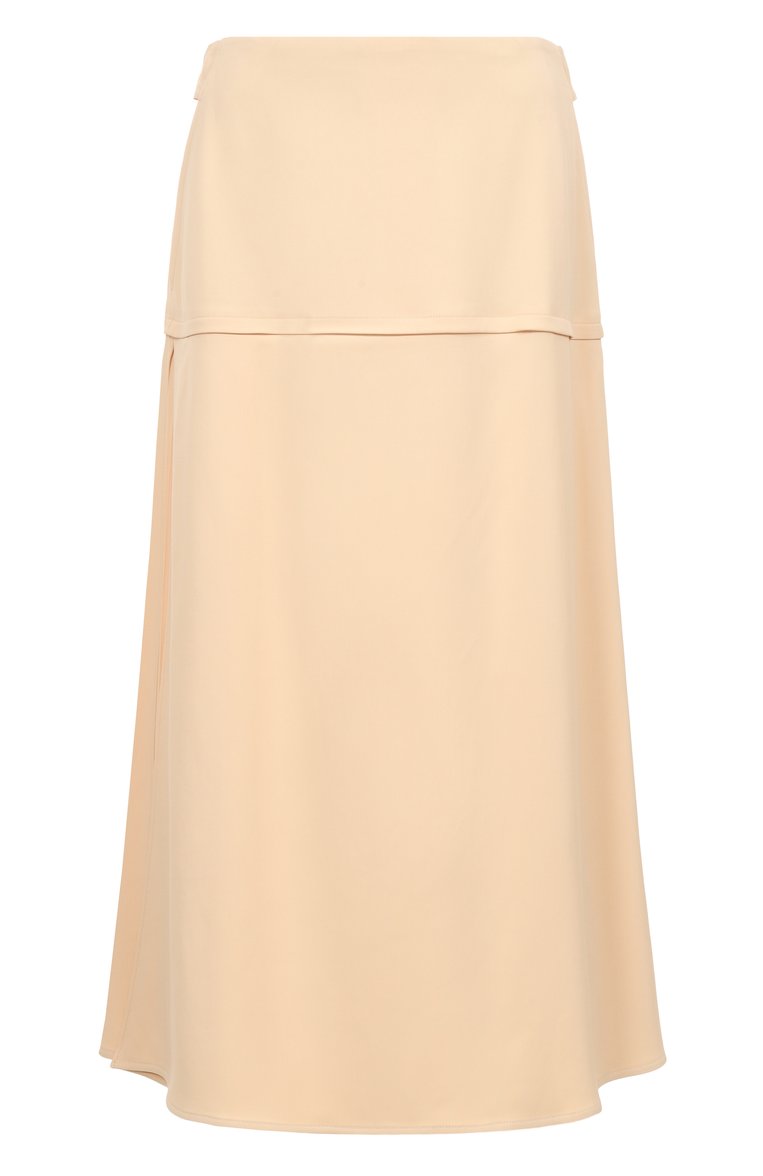 Женская юбка JIL SANDER бежевого цвета, арт. J02MA0254-J65285 | Фото 1 (Длина Ж (юбки, платья, шорты): Миди; Материал внешний: Вискоза, Синтетический материал; Кросс-КТ: костюм; Стили: Кэжуэл)