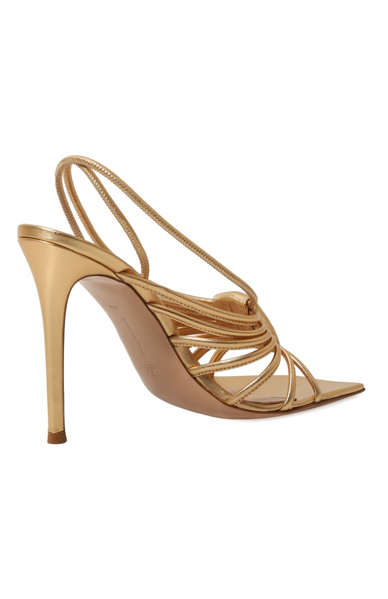 Женские кожаные босоножки hellen 105 GIANVITO ROSSI золотого цвета, арт. G32488.15RIC.NPSMEK0 | Фото 5 (Каблук высота: Высокий; Подошва: Плоская; Каблук тип: Шпилька; Материал внешний: Натуральная кожа; Автоматизация состава: Проставлено; Автоматизация ТО: Проставлено; Материал внутренний: Натуральная кожа)
