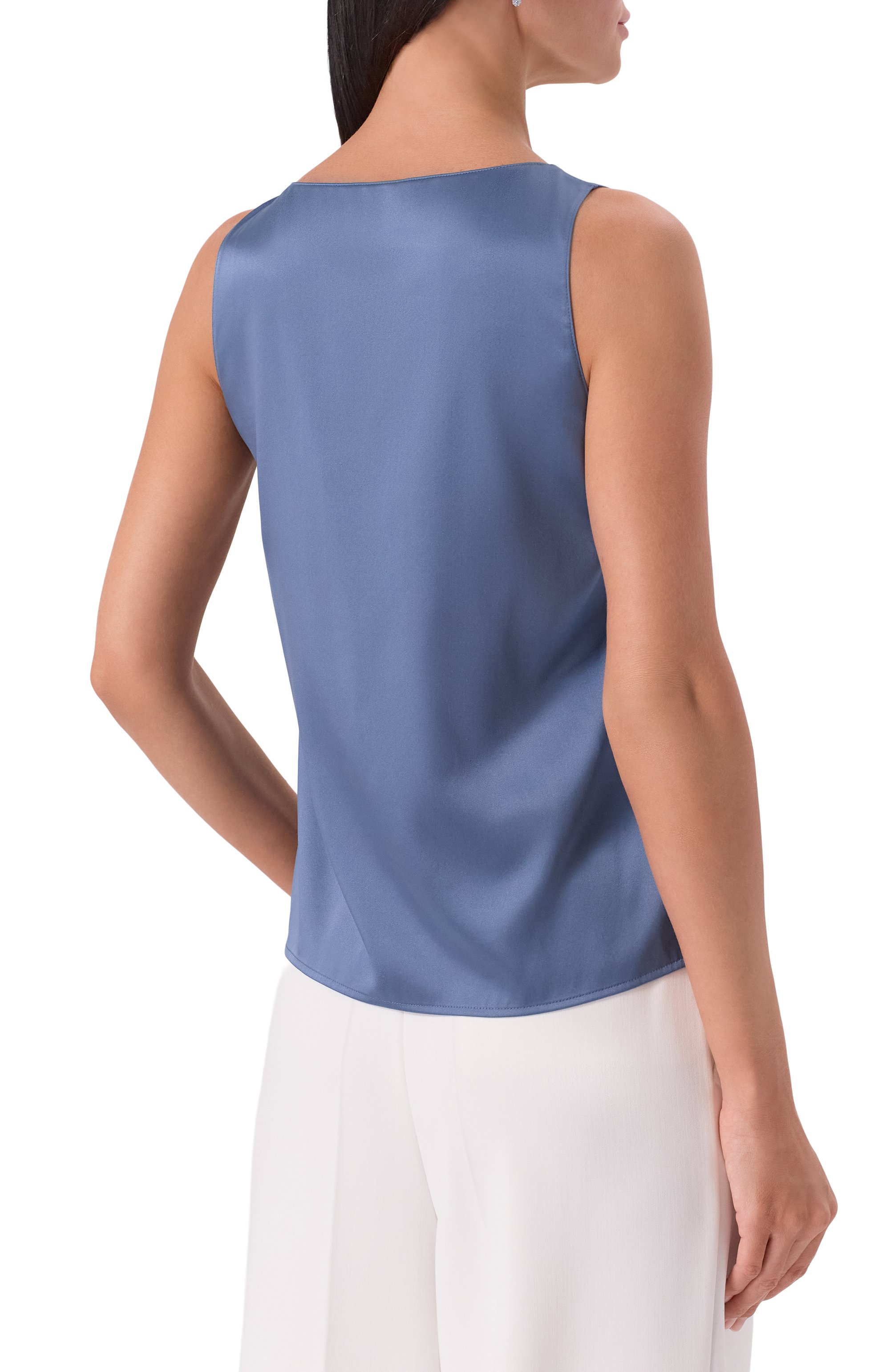 Атласный топ EMPORIO ARMANI синего цвета по цене 41500 руб., арт. EW002199/AF17300/U9302, фото 4 Атласный топ EMPORIO ARMANI, арт. EW002199/AF17300/U9302, фото 4