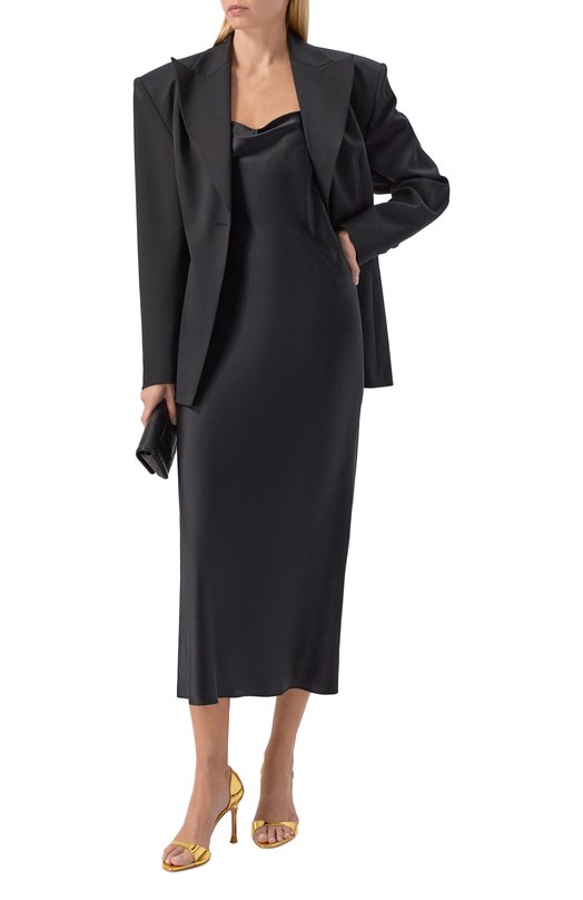 Атласное платье Dorothee Schumacher 049503 Чёрный  049503 Фото 2