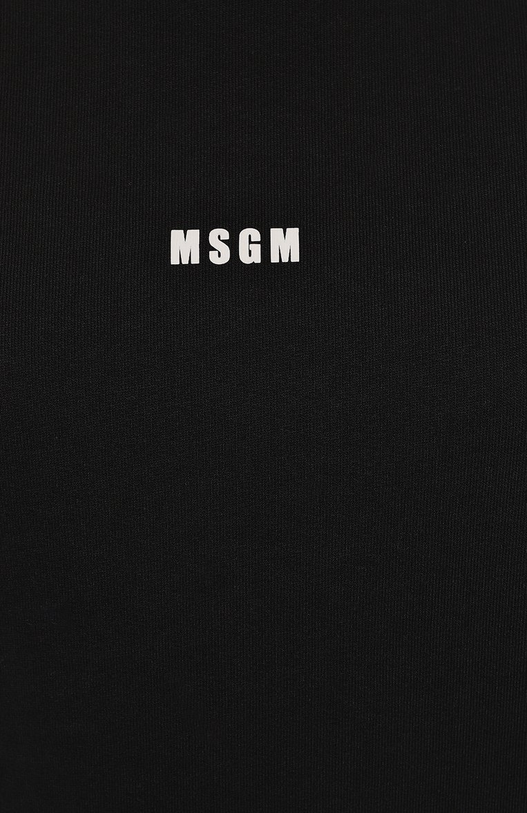 Женский хлопковый свитшот MSGM черного цвета, арт. 2000MDM503/200001 | Фото 5 (Материал внешний: Хлопок; Длина (для топов): Стандартные; Рукава: Длинные; Стили: Кэжуэл; Женское Кросс-КТ: Свитшот-одежда; Автоматизация ТО: Проставлено; Автоматизация состава: Проставлено)
