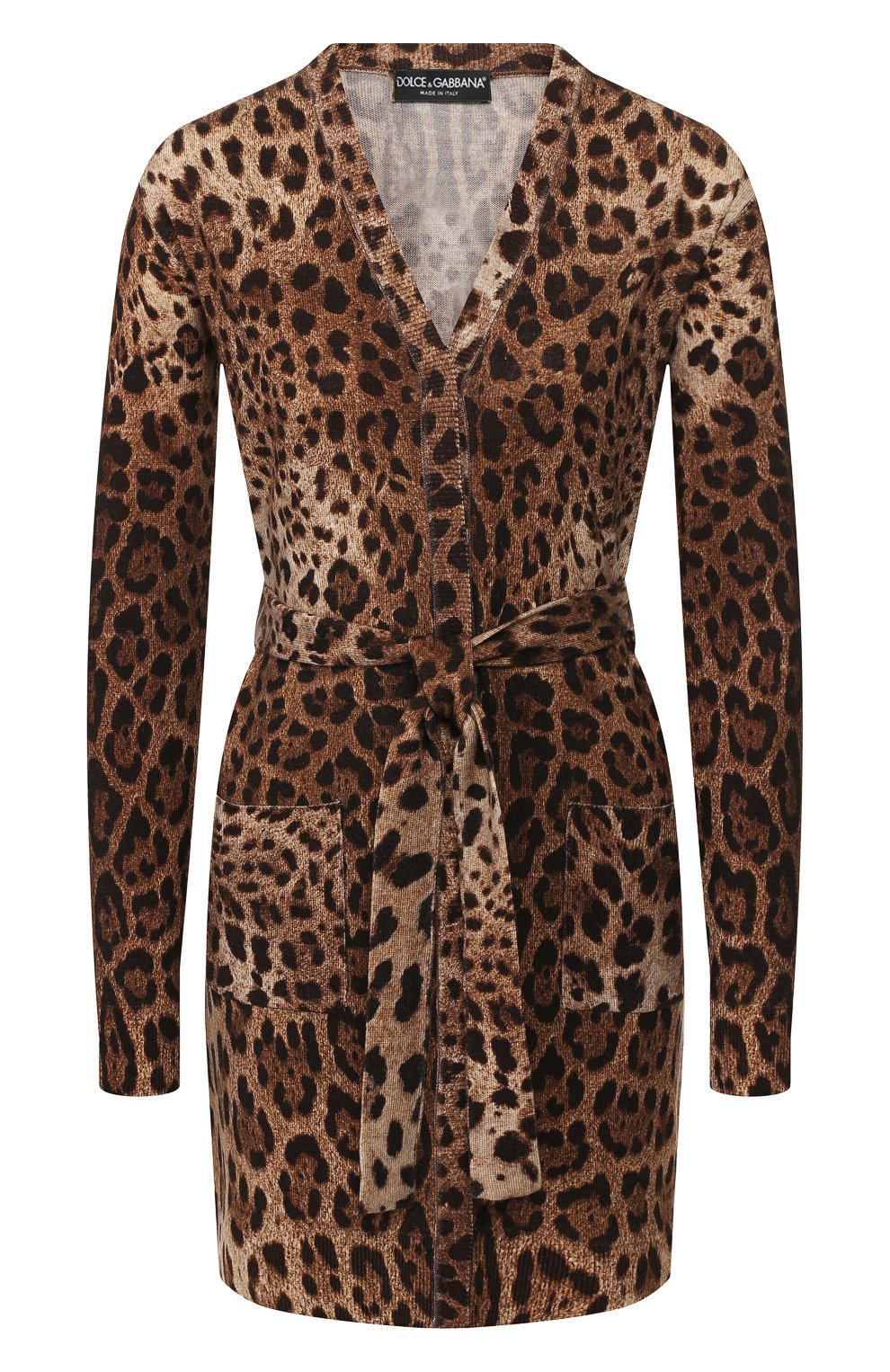 Шерстяной кардиган DOLCE & GABBANA леопардового цвета по цене 243500 руб., арт. FX560T/JAHHG, фото 1 Шерстяной кардиган DOLCE & GABBANA, арт. FX560T/JAHHG, фото 1