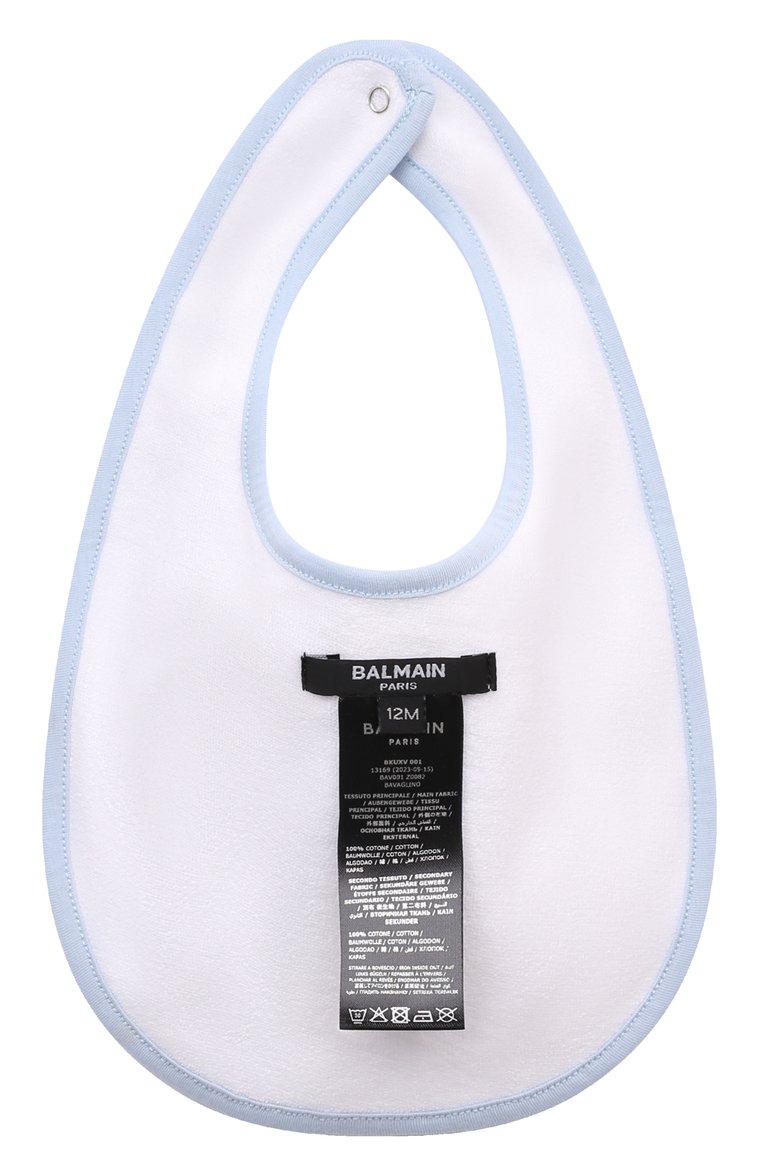 Детский комплект из трех предметов BALMAIN голубого цвета, арт. BUB61A | Фото 6 (Нос: Не проставлено; Материал внешний: Хлопок; Автоматизация состава: Проставлено; Ростовка одежда: 3 мес | 62 см, 0 - 3 мес | 50 - 60 см, 12 мес | 80 см, 6 мес | 68 см, 9 мес | 74 см)