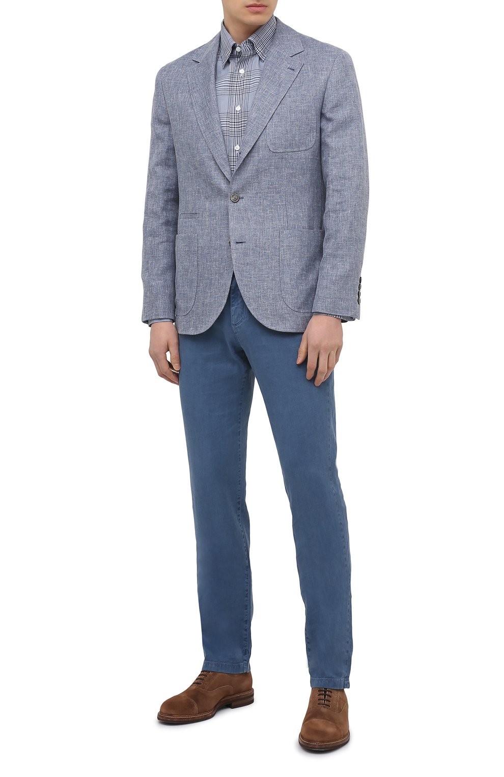 Хлопковая рубашка BRIONI голубого цвета по цене 59350 руб., арт. SCAY0L/P0022, фото 2 Хлопковая рубашка BRIONI, арт. SCAY0L/P0022, фото 2