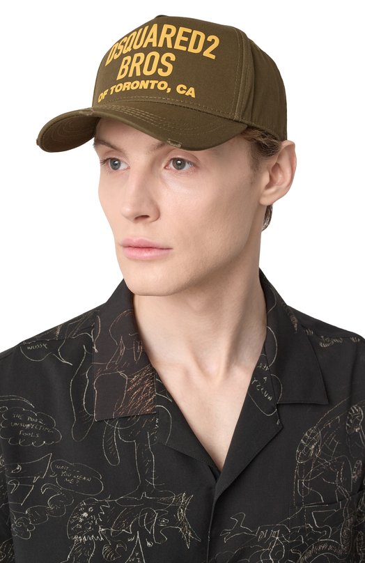 Хлопковая бейсболка Dsquared2 BCM0517/05C00001 Хаки  BCM0517/05C00001 Фото 2